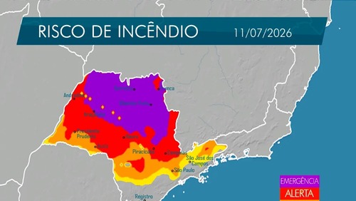 Defesa Civil emite alerta de emergência para incêndios no interior de SP durante o feriado