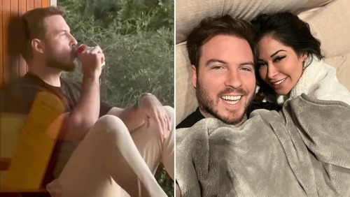 Thiago Nigro dribla Maíra Cardi e surge bebendo refrigerante na varanda