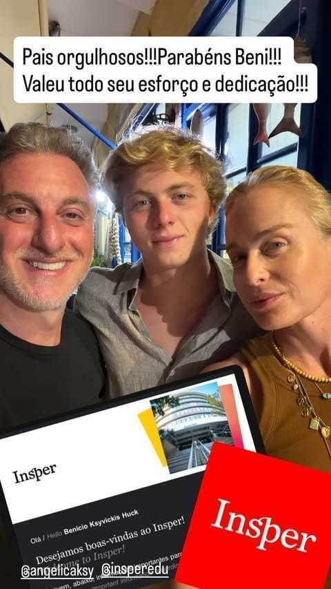 Luciano Huck celebra aprovação do filho Benício em faculdade: "Dedicação"