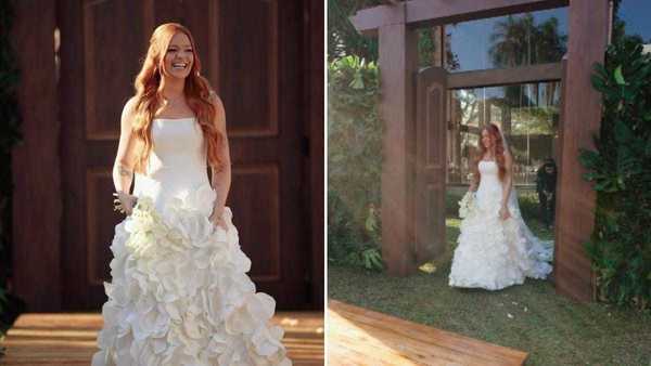 Viih Tube caminha sozinha até o altar em casamento com Eliezer em SP