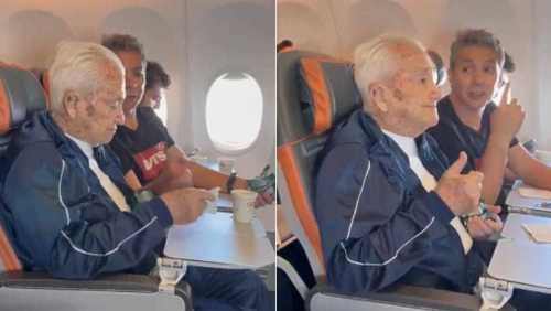 Vídeo: Idoso de 99 anos realiza sonho de voar e é homenageado a bordo