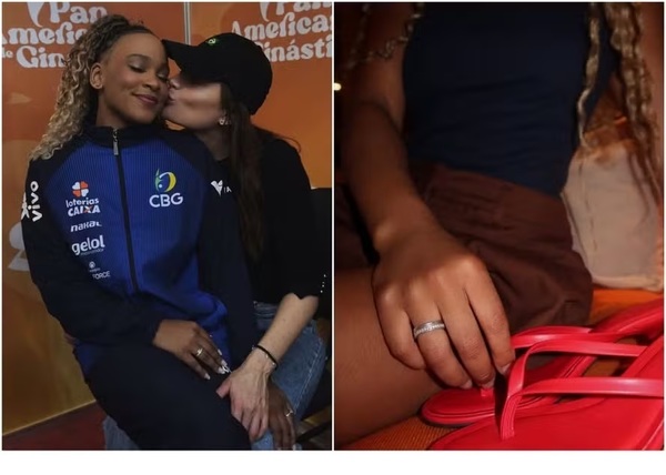 Rebeca Andrade exibe aliança e fãs comentam