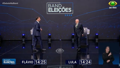Debate na Band: Flávio Bolsonaro questiona Lula sobre saídas temporárias de presos